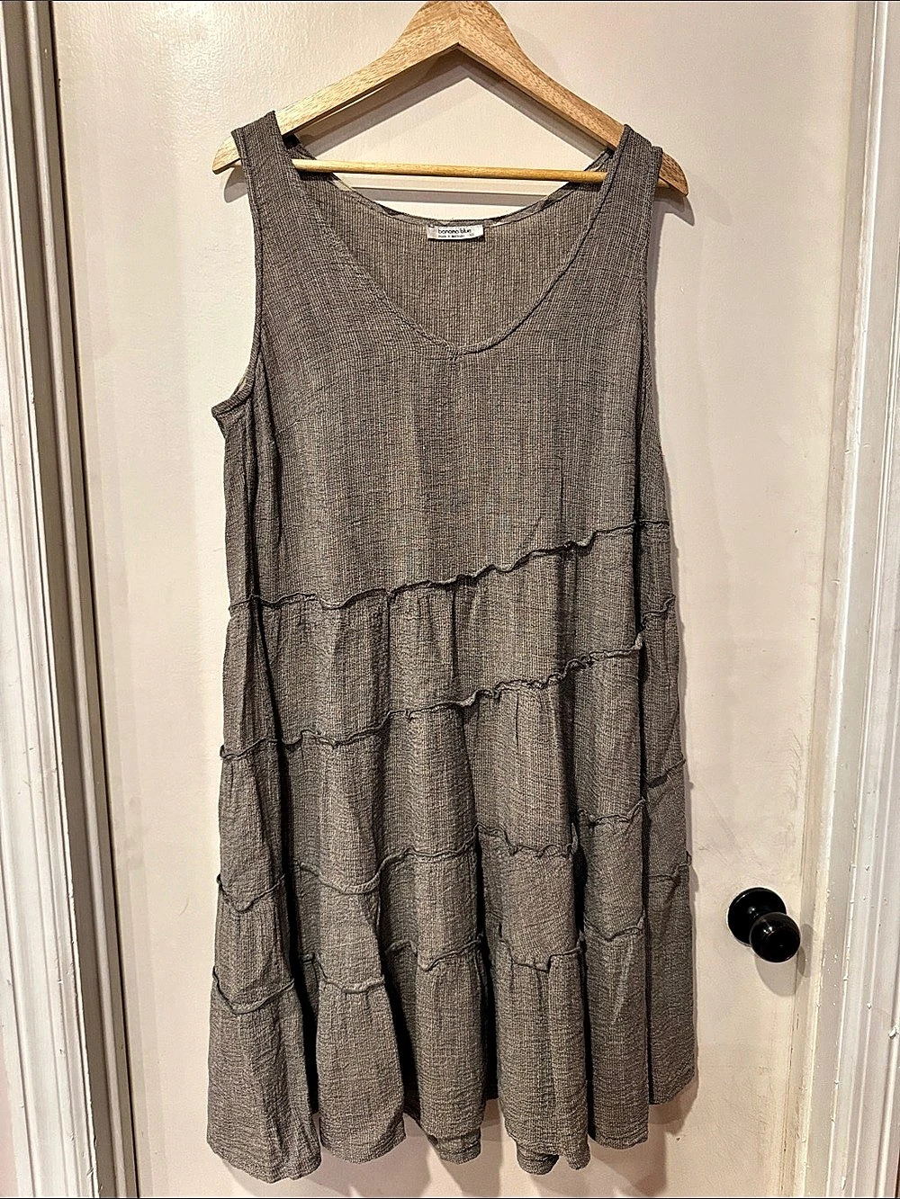 Banana blue Linen Tiered Midi Dress Size XS